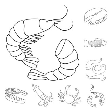 Gıda ve deniz logo vektör tasarımı. Gıda ve hisse senedi için sağlıklı vektör simge kümesi.