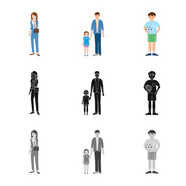 Karakter ve avatar logo vektör tasarımı. Web için karakter ve portre hisse senedi simgesi kümesi.