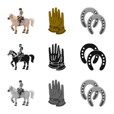 Ekipman ve Binicilik simge vektör tasarımı. Ekipman ve rekabet stok vektör çizim topluluğu.