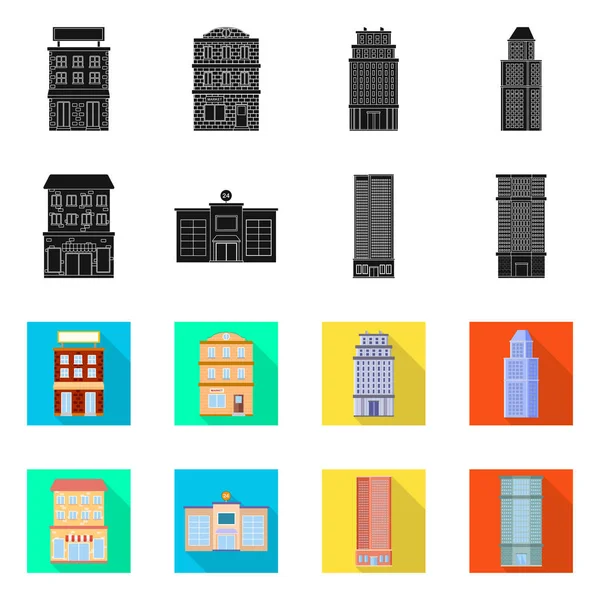 Objeto isolado do ícone municipal e central. Conjunto de símbolo de estoque municipal e imobiliário de web . — Vetor de Stock