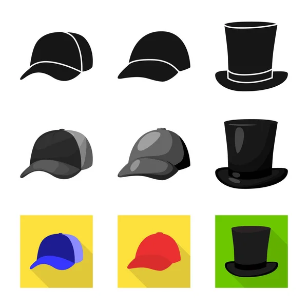 服装和帽子标志的向量例证。服装和贝雷帽存货的汇集向量例证. — 图库矢量图片