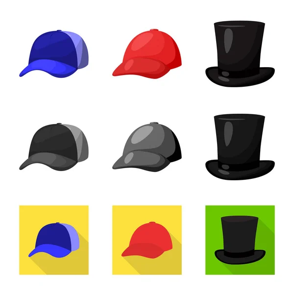 Vector ontwerp van kleding en cap symbool. Inzameling van kleding en baret voorraad vectorillustratie. — Stockvector