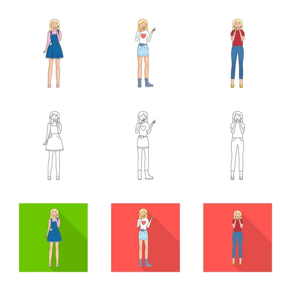 Vektoros illusztráció testtartás és a hangulat ikonra. Testtartás és női tőzsdei szimbólum a web. — Stock Vector