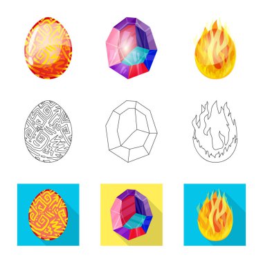 Hayvan ve tarih öncesi simge vektör Illustration. Hayvan ve sevimli hazır vektör çizim seti.