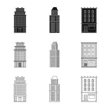 Belediye vektör çizim ve merkezi sembolü. Belediye kümesi ve hisse senedi için emlak vektör simgesi.