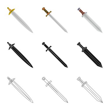 Oyun ve zırh işareti vektör Illustration. Web için oyun ve bıçak hisse senedi simgesi kümesi.