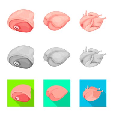 Ürün ve kümes hayvanları işareti vektör tasarımı. Hisse senedi için ürün ve tarım vektör simge topluluğu.