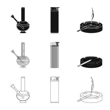 Çöp ve dur işareti vektör tasarımı. Çöp ve alışkanlık hisse senedi vektör çizim topluluğu.