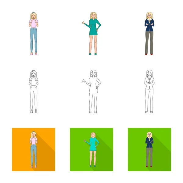姿勢と気分のロゴのベクター デザイン。姿勢と web 女性株式記号のセット. — ストックベクタ