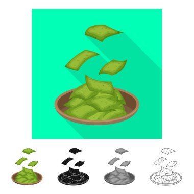 Platensis ve yeşil işareti vektör illüstrasyon. Platensis ve kase stok vektör illüstrasyon seti.