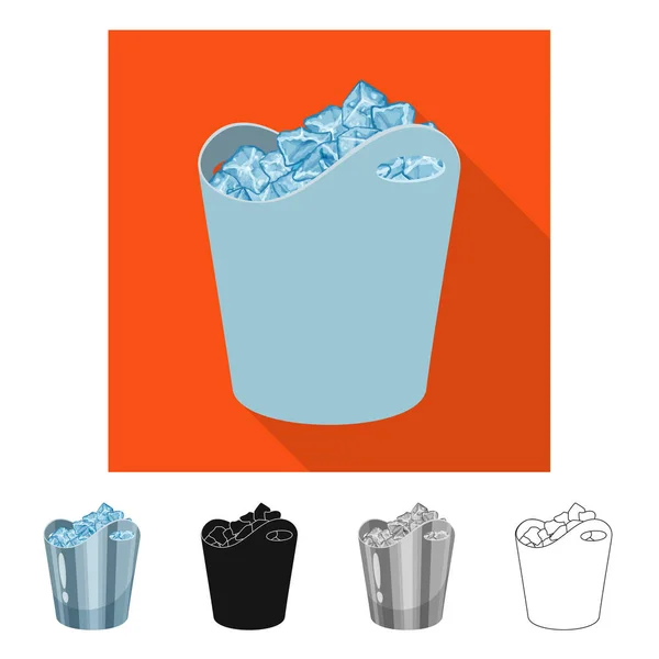 Vector illustration of bucket and ice logo. Set of bucket and crystal vector icon for stock. — Stock Vector