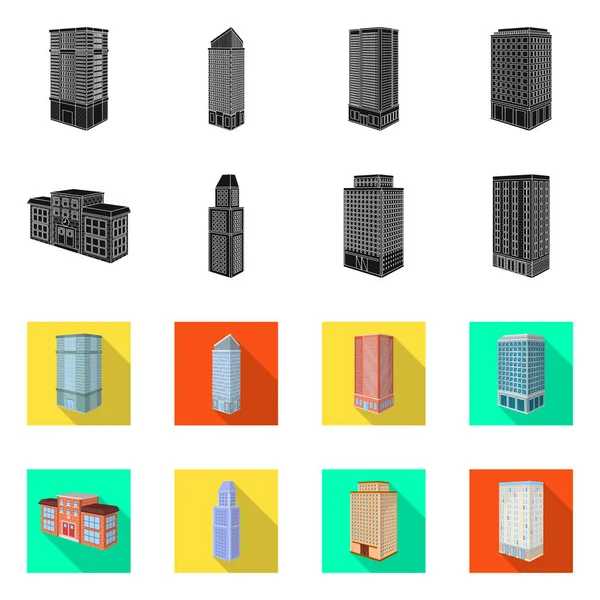 Progettazione vettoriale della costruzione e dell'icona dell'edificio. Raccolta di illustrazione vettoriale costruzione e patrimonio immobiliare . — Vettoriale Stock