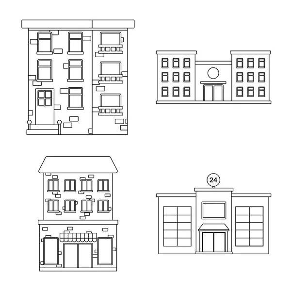 Objet isolé d'architecture et symbole extérieur. Ensemble d'architecture et icône de vecteur de ville pour stock . — Image vectorielle