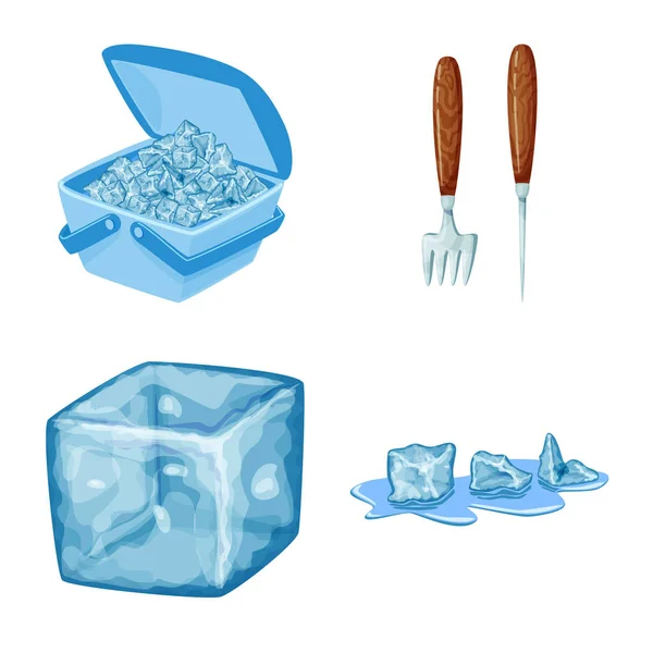 Illustrazione vettoriale del gelo e dell'icona dell'acqua. Set di gelo e simbolo stock bagnato per il web . — Vettoriale Stock