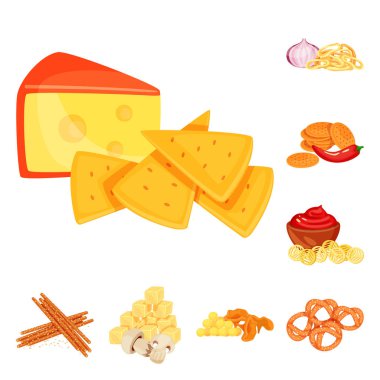 Gıda ve ürün sembolü izole nesne. Gıda ve parti stok vektör illüstrasyon koleksiyonu.