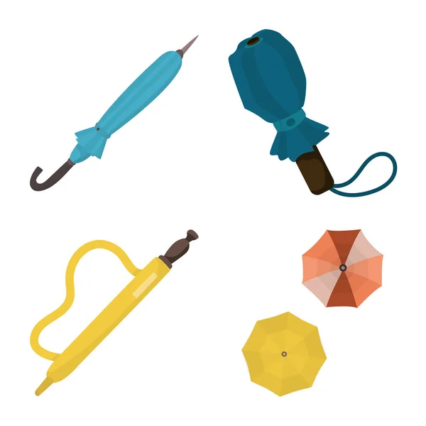 傘と雨のロゴのベクターデザイン。傘と天候ストックベクトルイラストのセット. — ストックベクタ