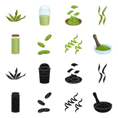 Protein ve deniz işareti vektör Illustration. Protein ve hisse senedi için doğal vektör simge kümesi.