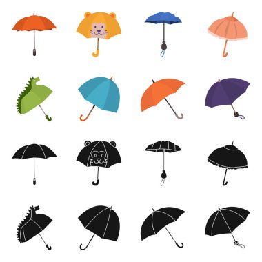 Koruma ve kapalı işareti vektör tasarımı. Koruma ve web için yağmurlu hisse senedi simgesi.