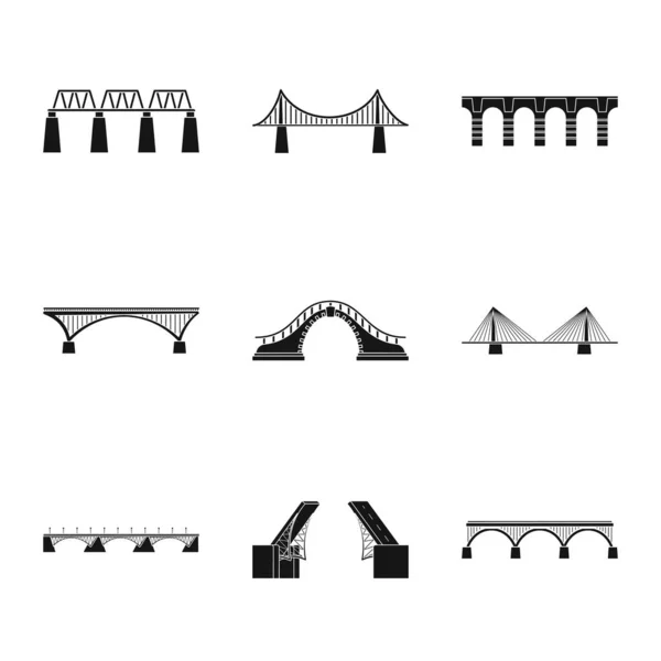 Illustrazione vettoriale del costrutto e del simbolo laterale. Raccolta di icone vettoriali di costruzione e ponte per magazzino . — Vettoriale Stock