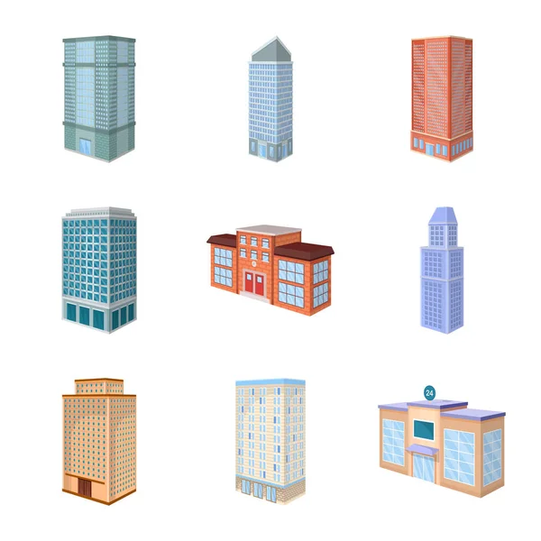 Vector illustratie van stad en build logo. Set van stad en appartement vector pictogram voor voorraad. — Stockvector