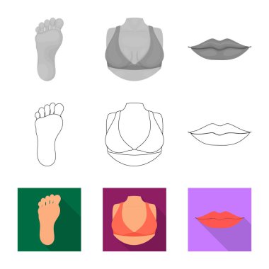 Vücut ve bölümü simge vektör çizim. Hisse senedi için vücut ve anatomi vektör simge topluluğu.