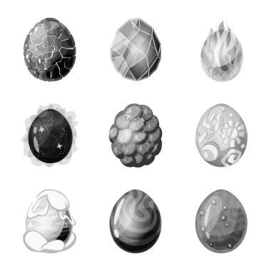 Canavar ve fantezi simgesi vektör illüstrasyon. Web için canavar ve büyük stok sembolü seti.