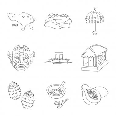 Bali ve Karayip logosu vektör tasarımı. Web için bali ve coğrafya stok sembolü koleksiyonu.