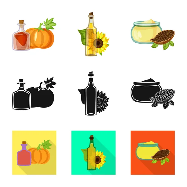 Vektorillustration av friska och vegetabiliska symbol. Samling av friska och jordbruk aktiesymbol för webben. — Stock vektor
