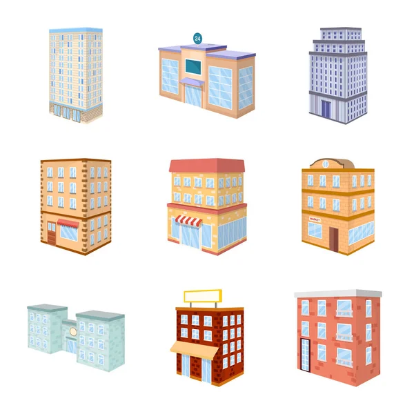 Vector illustratie van stad en build teken. Collectie van stad en appartement voorraad symbool voor web. — Stockvector