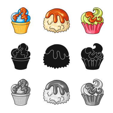 Şekerlemeler ve mutfak işareti vektör tasarımı. Şekerlemeler ve ürün stok vektör çizim koleksiyonu.