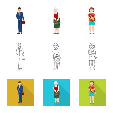 Karakter ve avatar simge vektör tasarımı. Karakter ve portre hisse senedi simgesi için web topluluğu.