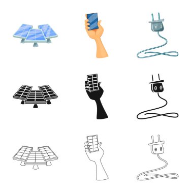 Yenilik ve teknoloji işareti tasarımı vektör. Yenilik ve doğa vektör simgesini hissenin koleksiyonu.