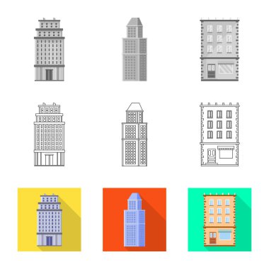 Belediye vektör tasarımı ve Merkez kutsal kişilerin resmi. Belediye topluluğu ve hisse senedi için emlak vektör simgesi.