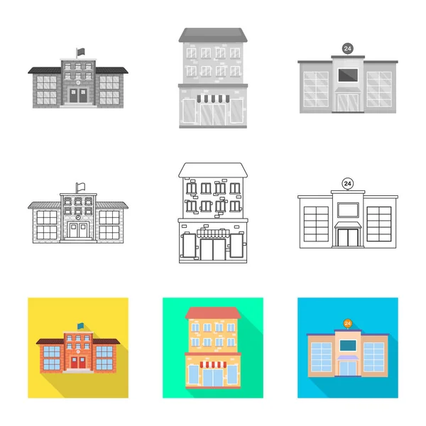 Illustration vectorielle du symbole municipal et central. Collecte d'illustration vectorielle de stock municipal et successoral . — Image vectorielle