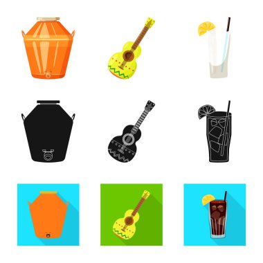 Kafe ve Latin logo yalıtılmış nesne. Kafe ve hisse senedi için ulusal vektör ikon koleksiyonu.