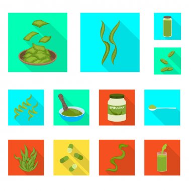 Protein ve deniz simge vektör Illustration. Protein ve hisse senedi için doğal vektör ikon koleksiyonu.