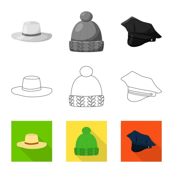 Ізольований предмет одягу та логотипу шапки. Колекція одягу та березового запасу Векторні ілюстрації . — стоковий вектор