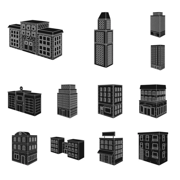 Ilustração vetorial da arquitetura e do logotipo da propriedade. Conjunto de arquitetura e construir símbolo de estoque para web . — Vetor de Stock