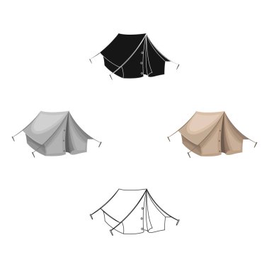 Turist çadırı. Karikatür Afrika safari tek simge, siyah tarzı vektör sembolü stok illüstrasyon web.