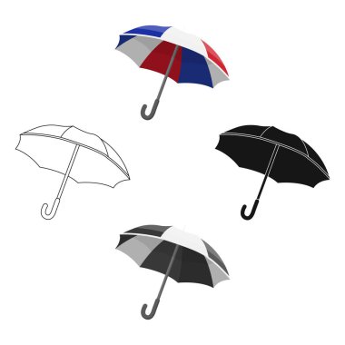 Karikatür şemsiye simgesi, beyaz arka plan üzerinde izole siyah tarzı. Fransa ülke sembolü stok vektör illüstrasyon.