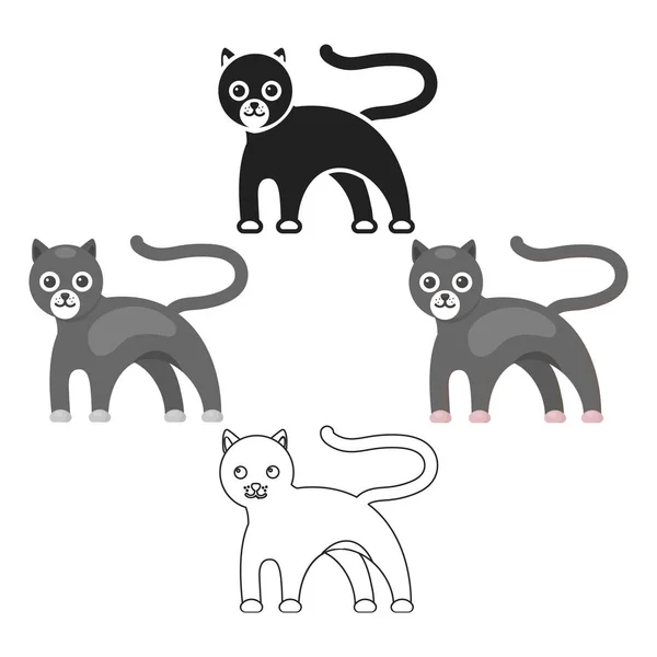 Ikona Panther kreslená, černá. Singe zvířecí ikona od velkých zvířat kreslených, černých. — Stockový vektor