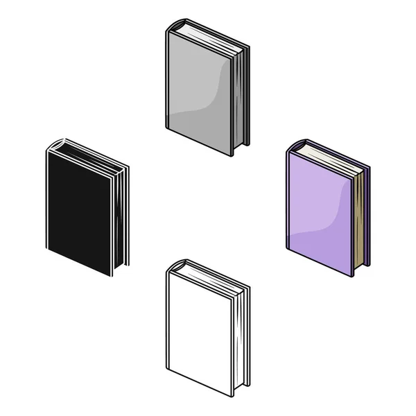 Ícone de livro de pé roxo em desenho animado, estilo preto isolado no fundo branco. Livros símbolo estoque vetor ilustração . —  Vetores de Stock