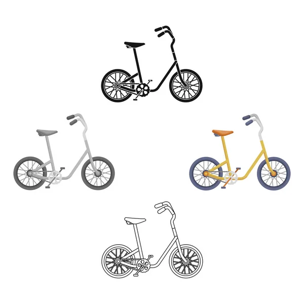 Küçük sarı çocuk bisikleti. Çocuklar için bisikletler ve sağlıklı bir yaşam tarzı. Karikatür farklı Bisiklet tek simge, siyah stil vektör sembolü stok illüstrasyon. — Stok Vektör