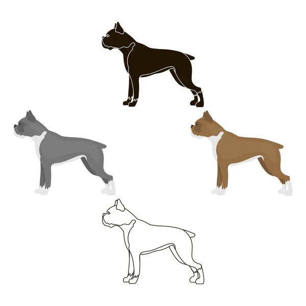 Ikona vektoru boxerského psa v kresleném, černém stylu pro web — Stockový vektor