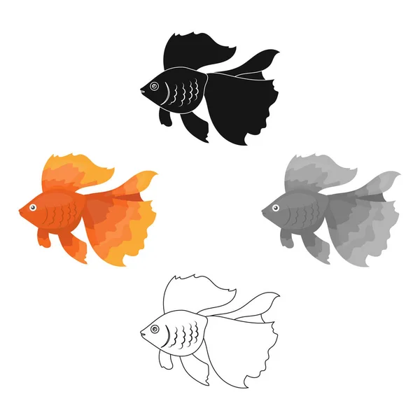 Ikona zlatého rybího filmu, černá. Singe akvarijní rybí ikona z moře, film o životě oceánu. — Stockový vektor