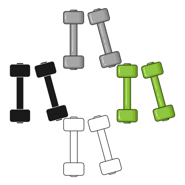 Ikona Dumbbells w kreskówce, czarny styl na białym tle. Sport i fitness symbol ilustracja wektor. — Wektor stockowy