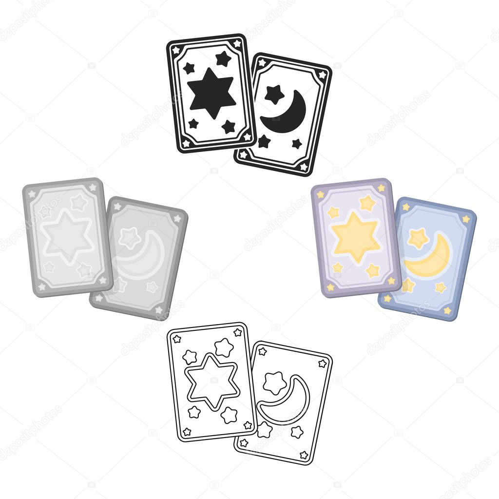 Tarot cards icon in cartoon,black style isolated on white background. Black and white magic symbol stock vector illustration.
