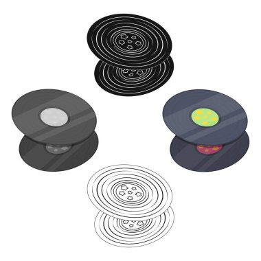 Vinil plaklar. Karikatür hippy tek simge, siyah tarzı vektör sembolü stok illüstrasyon web.