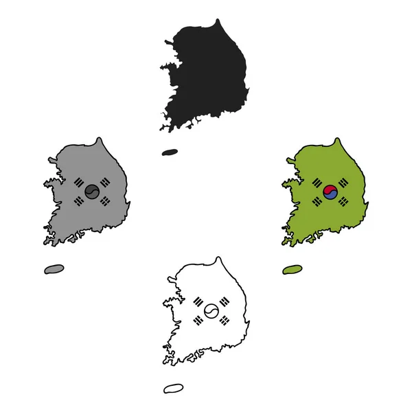 Icono de Corea del Sur en caricatura, estilo negro aislado sobre fondo blanco. Corea del Sur símbolo stock vector ilustración . — Vector de stock