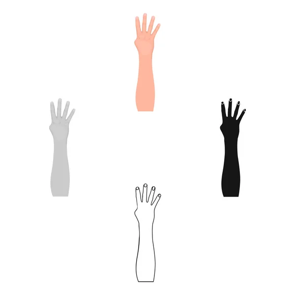 Ícone único de gestos em desenhos animados, estilo preto.Símbolo vetorial de gestos ilustração web . —  Vetores de Stock